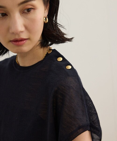 ROPE'（ロペ）の「ラミー フレンチスリーブプルオーバー/サマーニット（ニット/セーター・レディース・ベージュ/ネイビー/ブルー・F）」の13枚目の写真