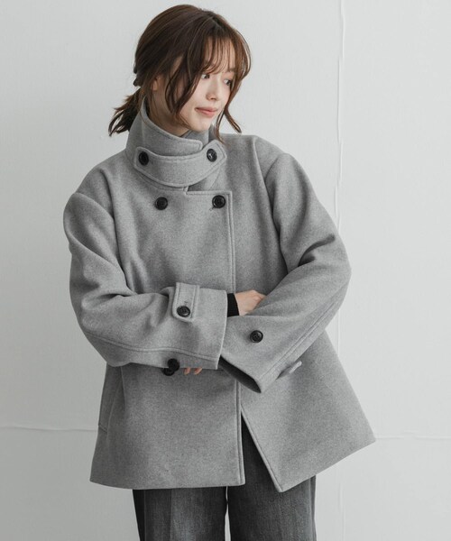 URBAN RESEARCH Sonny Label（アーバンリサーチサニーレーベル）の「メルトンジャージースタンドカラーコート（テーラードジャケット・レディース・L.グレー/チャコールグレー/モカ・Free）」の15枚目の写真