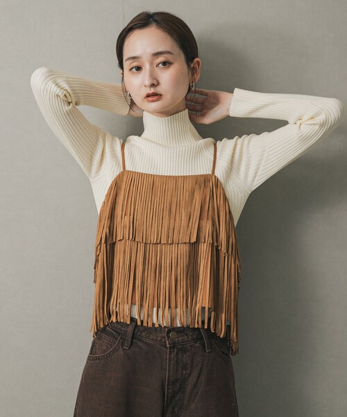 SENSE OF PLACE by URBAN RESEARCH（センスオブプレイスバイアーバンリサーチ）の「『一部WEB限定カラー』『毛玉防止』ストレッチリブハイネックセーター（ニット/セーター・レディース・IVORY/BLACK/RED/GRAY/MOCHA/MUSTARD/GREEN/ORANGE/BLUE/BORDEAUX・COMPACT/one）」の15枚目の写真