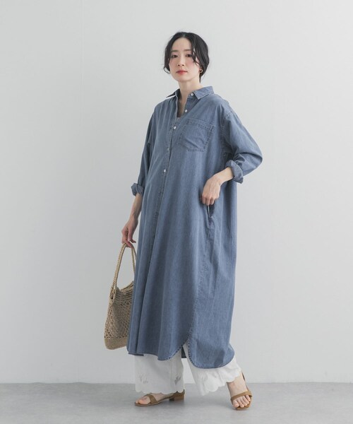 URBAN RESEARCH DOORS(アーバンリサーチドアーズ)の「ライトコットンデニムシャツワンピース(ワンピース・レディース・L.INDIGO/INDIGO・Free)」の8枚目の写真