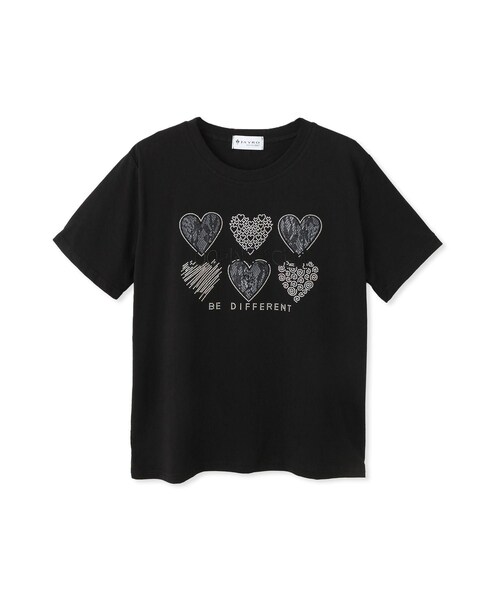 Jayro(ジャイロ)の「ハートモチーフラインストーンTシャツ(Tシャツ/カットソー・レディース・ブラック系/ホワイト系・F)」の2枚目の写真