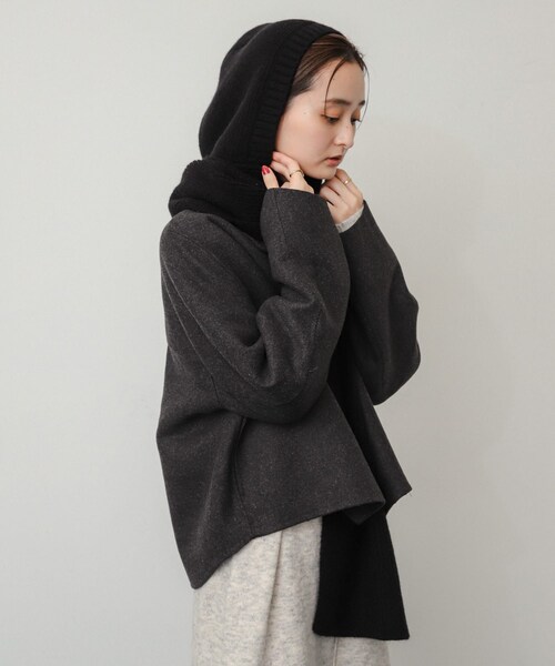 SENSE OF PLACE by URBAN RESEARCH(センスオブプレイスバイアーバンリサーチ)の「フードツキニットストール(ストール/ショール・レディース・IVORY/BLACK・one)」の18枚目の写真