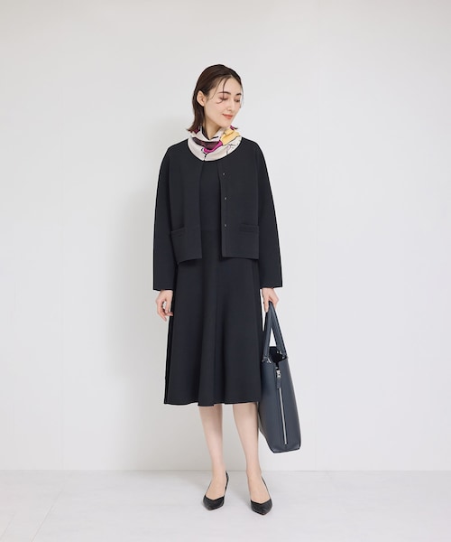 ROPE'（ロペ）の「ニットジャケット/イージーケア（ノーカラージャケット・レディース・オフホワイト/ネイビー・36/38）」の14枚目の写真