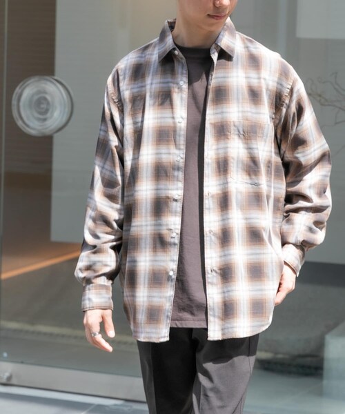 URBAN RESEARCH DOORS（アーバンリサーチドアーズ）の「FORK&SPOON　コットンウールチェックシャツ（シャツ/ブラウス・メンズ・BROWN/GRAY・4/5）」の5枚目の写真