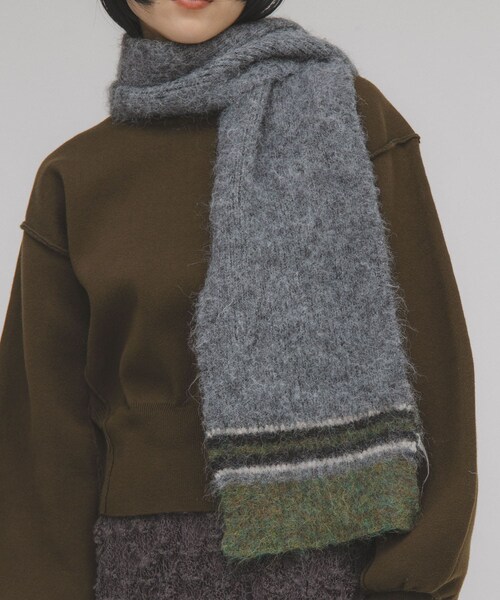 KBF（ケイビーエフ）の「エンドボーダーデザインマフラー（マフラー・レディース・GRAY/CAMEL/BLACK・One）」の18枚目の写真