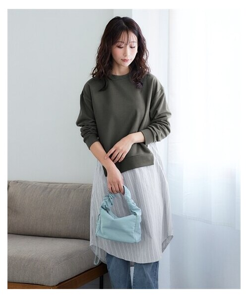 nissen（ニッセン）の「＜大きいサイズ＞異素材切替ワンピース（ワンピース・レディース・チャコールグレー/イエロー/モカブラウン・L/LL/3L/4L/5L/6L/8L/10L）」の13枚目の写真