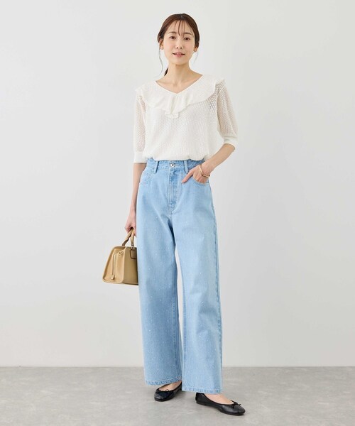 ROPE' PICNIC(ロペピクニック)の「5分袖フリルニット(ニット/セーター・レディース・ブラック/オフホワイト/キナリ/ラベンダー・F)」の18枚目の写真