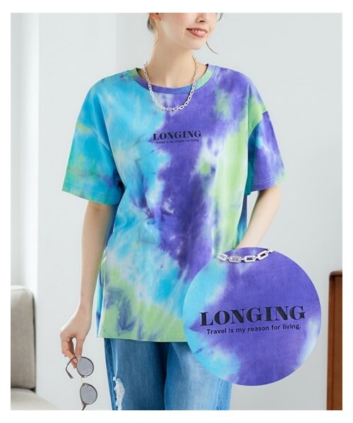 nissen（ニッセン）の「大きいサイズ 綿100％ゆるシルエットタイダイプリントTシャツ（Tシャツ/カットソー・レディース・オレンジ系/マリンブルー系/黒系・L~LL相当/3L~4L相当/5L~6L相当/8L相当/10L相当/不要1/不要2/不要3）」の21枚目の写真