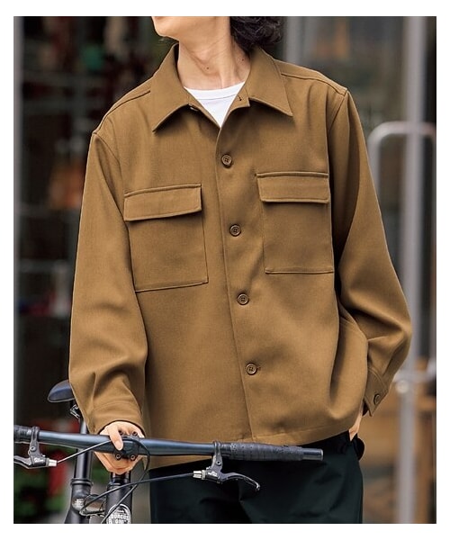 nissen（ニッセン）の「CPOシャツジャケット（ジャケット/アウター・メンズ・ブラウン/黒/ベージュ・M/L/LL/3L/4L/5L/6L/8L/10L）」の2枚目の写真