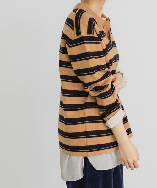 EKAL（エカル）の「ジャガードボーダーポロニット（ニット/セーター・レディース・ベージュ/ブラック/ブラウン・One）」の17枚目の写真