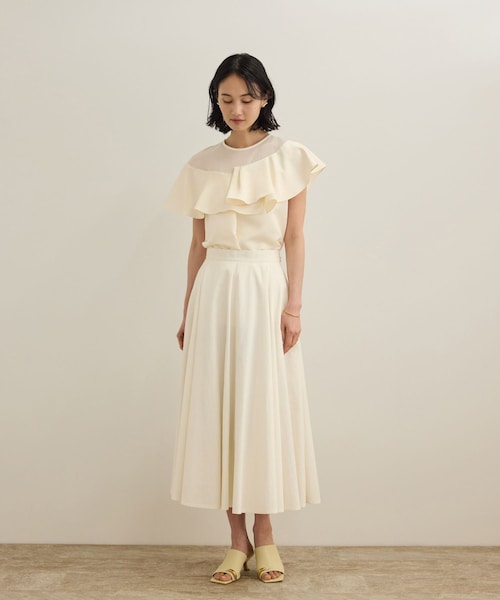 ROPE'(ロペ)の「サテンラッフルブラウス/洗える(シャツ/ブラウス・レディース・ブラック/オフホワイト・F)」の14枚目の写真