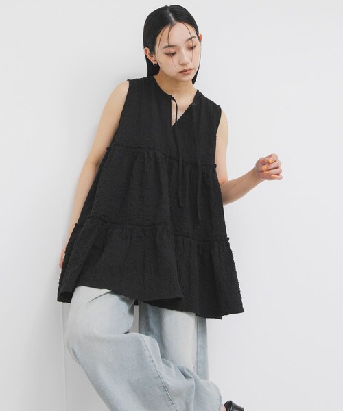 KBF(ケイビーエフ)の「『STAFF DESIGN PROJECT』2WAYティアードチュニック(チュニック・レディース・OFF/BLACK/L.BLUE・One)」の4枚目の写真