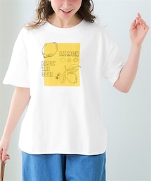 nissen | <大きいサイズ>5分袖ビッグシルエットプリントチュニックTシャツ(吸汗速乾)(薄手素材)(Tシャツ/カットソー)