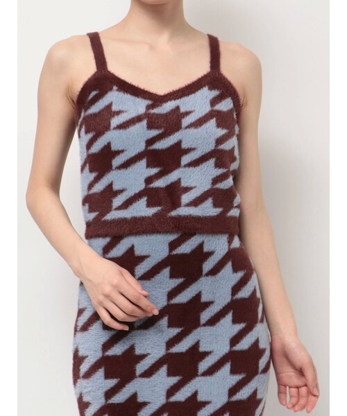 RESEXXY（リゼクシー）の「ハウンドトゥースシャギーニットタンク【セットアップ着用可能】（タンクトップ・レディース・ブラック/ワイン/グリーン・F）」の10枚目の写真