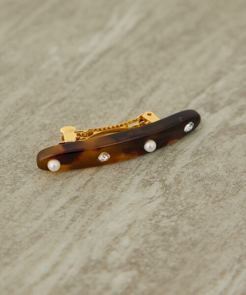 ADAM ET ROPE'(アダムエロペ)の「【J'aDoRe・店舗限定】【MALUS /マリュス】Line stone barette / small(バレッタ/ヘアクリップ・レディース・ブラウン・F)」の8枚目の写真