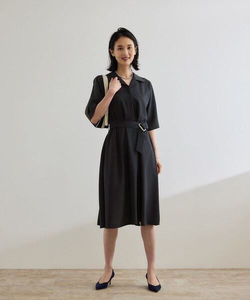 ROPE'（ロペ）の「【洗える】サファリシャツワンピース（ワンピース・レディース・ベージュ/ネイビー・36/38）」の15枚目の写真