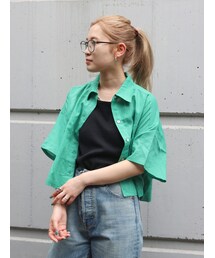 Ungrid | リネン混ショートデザインハーフスリーブシャツ(シャツ/ブラウス)