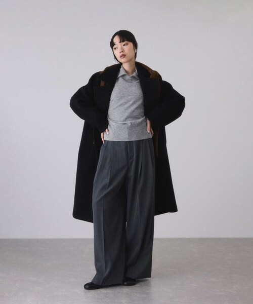 ADAM ET ROPE'(アダムエロペ)の「カシミア混ZIPタートルネックプルオーバー(ニット/セーター・レディース・グレー/ベージュ・F)」の9枚目の写真