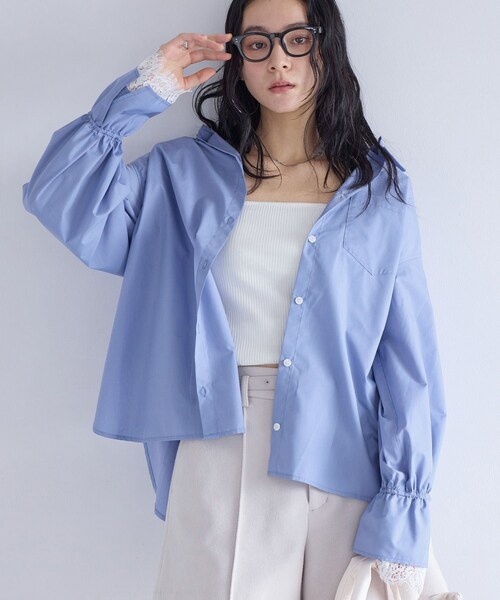 VIS(ビス)の「レーススリーブAラインシャツ(シャツ/ブラウス・レディース・グレー/ホワイト/サックス・F)」の17枚目の写真