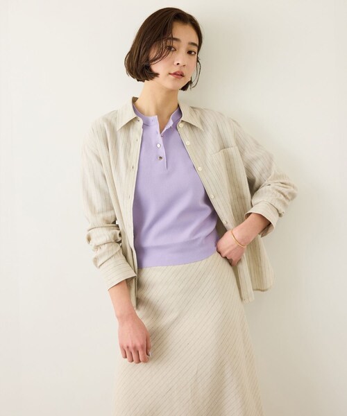 ROPE'（ロペ）の「前後2WAY 5分袖ニットプルオーバー/イージーケア（ニット/セーター・レディース・ブラック/ネイビー/ラベンダー/レッド・F）」の11枚目の写真