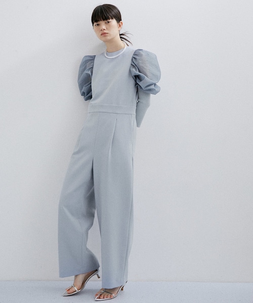 アダムエロペ バルーンスリーブロンパース　オールインワン　ブラック　S アダムエロペ バルーンスリーブロンパース オールインワン