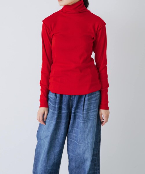 かぐれ（カグレ）の「MEYAME　SOFT RIB TURTLENECK（ニット/セーター・レディース・CREAM/BLACK/RED・Free）」の4枚目の写真