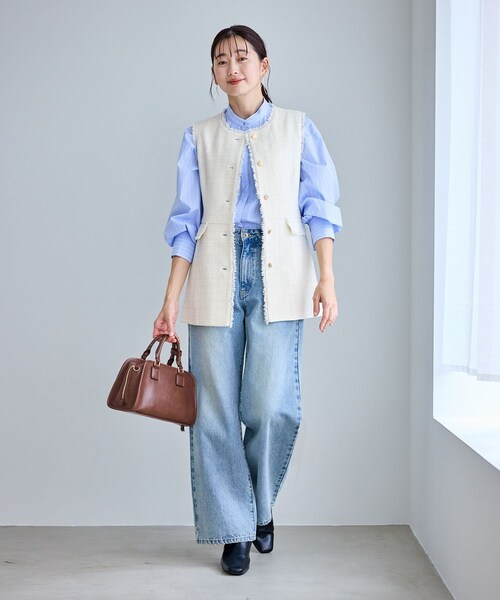 ROPE' PICNIC(ロペピクニック)の「【WEB限定カラー】ツイード金ボタンジレベスト/セレモニー対応・リンクコーデ(ベスト・レディース・ブラック系/ライトグレー/オフホワイト/ネイビー・F)」の22枚目の写真