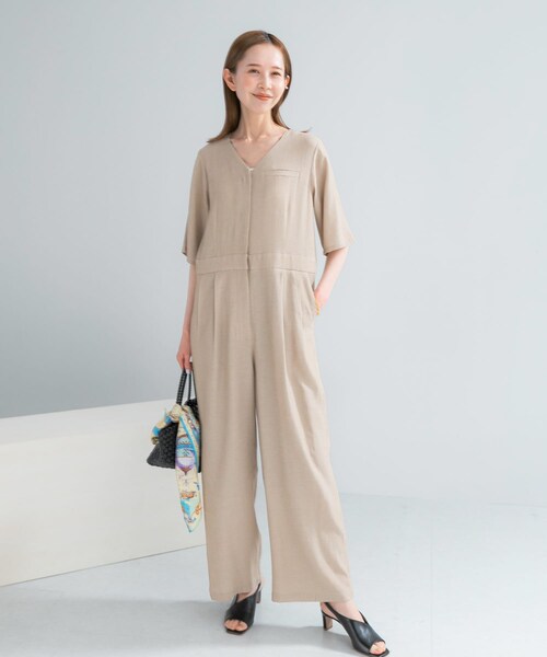 URBAN RESEARCH ROSSO（アーバンリサーチロッソ）の「リネンライク5分袖オールインワン（つなぎ/オールインワン・レディース・BLACK/BEIGE・36/38）」の16枚目の写真