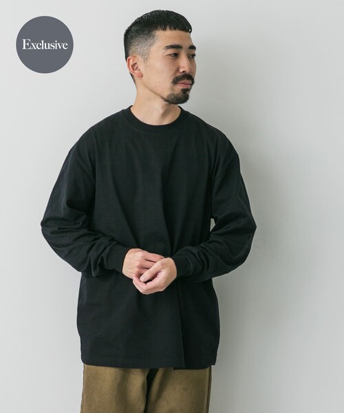 URBAN RESEARCH DOORS(アーバンリサーチドアーズ)の「『別注』HANES×DOORS BEEFY-T DOORS FIT LONG-SLEEVE(Tシャツ/カットソー・メンズ・ホワイト/グレー/ダークグレー/ブラック/ネイビー・M/L/XL/XXL)」の2枚目の写真