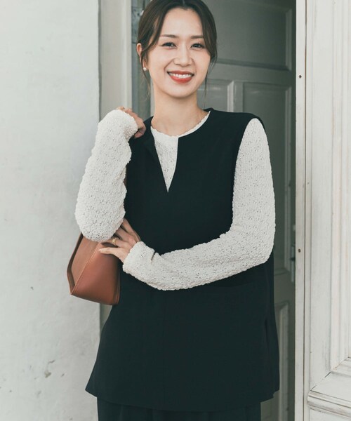 URBAN RESEARCH DOORS（アーバンリサーチドアーズ）の「ポコポコレースロングTシャツ（Tシャツ/カットソー・レディース・OFF/BLACK・Free）」の5枚目の写真