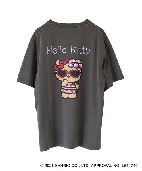 VIS(ビス)の「【HELLO KITTY×VIS】日焼けデザイン ハローキティビッグTシャツ(Tシャツ/カットソー・レディース・チャコール/ホワイト系・F)」の6枚目の写真