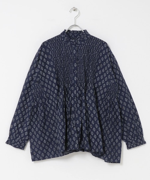 maison de soil FLOWER BLOCK PRINT SHIRT 【公式通販】