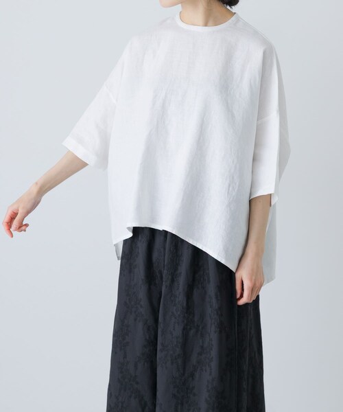 かぐれ（カグレ）の「リネンクルーネック半袖シャツ（シャツ/ブラウス・レディース・OFF/BLACK/ROYAL BLUE・Free）」の10枚目の写真