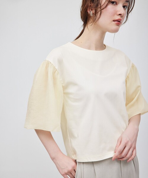 ROPE'（ロペ）の「オーガンジー袖カットソー（Tシャツ/カットソー・レディース・ブラック/ホワイト/ベージュ・F）」の2枚目の写真