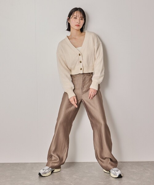 NERGY（ナージー）の「【ウォッシャブル対応】チュールコンビニットカーディガン（カーディガン/ボレロ・レディース・グレー/オフホワイト・F）」の6枚目の写真