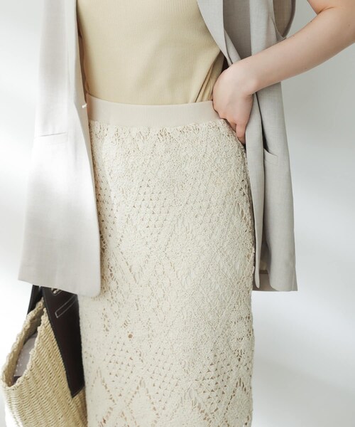 SENSE OF PLACE by URBAN RESEARCH（センスオブプレイスバイアーバンリサーチ）の「クロシェナロースカート（スカート・レディース・IVORY/BRICK/CHARCOAL・S/M）」の5枚目の写真