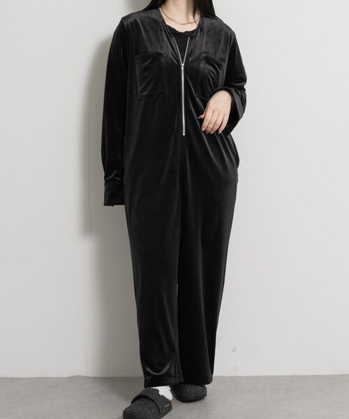 THE GOODLAND MARKET（ザグッドランドマーケット）の「&her　Velor All in one（サロペット/オーバーオール・レディース・BLACK/BROWN・36/38）」の9枚目の写真