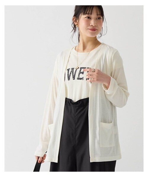 nissen（ニッセン）の「カットソーレギュラー丈カーディガン＜大きいサイズ有＞（カーディガン/ボレロ・レディース・モカブラウン/スモーキーパープル/ボルドー/グレー/黒/オフホワイト/カーキ/ネイビー/フェードブルー・3L/L/LL/4L/5L/6L/8L/10L/S/M）」の14枚目の写真