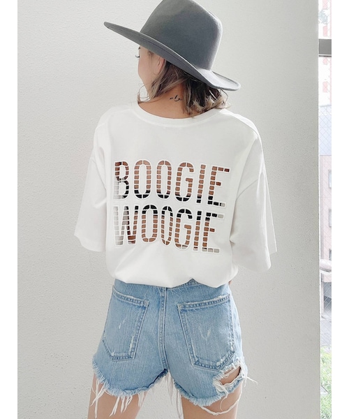 GYDA（ジェイダ）の「BOOGIE WOOGIE BIG Tシャツ（Tシャツ/カットソー・レディース・オフホワイト/チャコールグレー/パープル/ベージュ・F）」の2枚目の写真