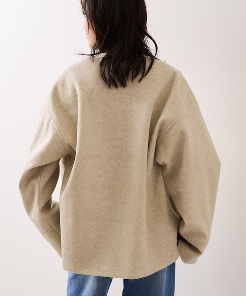 VIS（ビス）の「【WEB限定】ボアポケットノーカラーコート（その他アウター・レディース・チャコール/キナリ/ダークブラウン・F）」の17枚目の写真