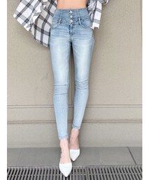 GYDA | ハイウエストウエストクロススキニーデニムパンツ(デニムパンツ)