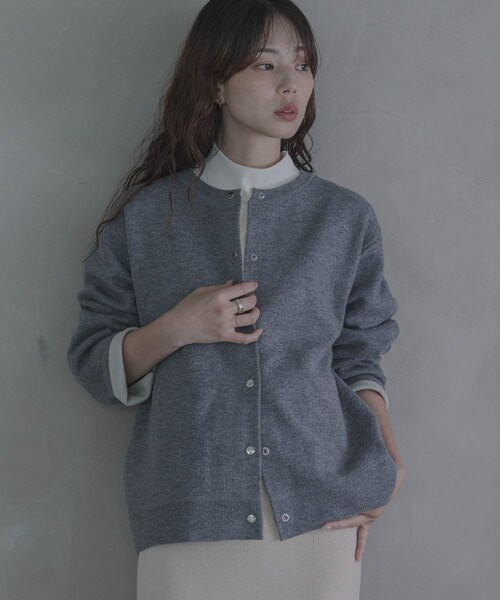 URBAN RESEARCH Sonny Label（アーバンリサーチサニーレーベル）の「ダブルフェイスバイカラーカーディガン（カーディガン/ボレロ・レディース・グレー/ブラウン/ネイビー・Free）」の7枚目の写真