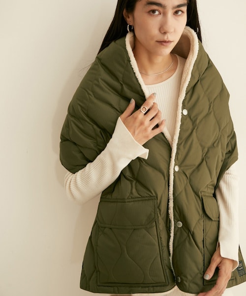 【TAION】新品！ユニセックス ミリタリー リバーシブル ダウンストール TAION ストール マフラー 「TAION」 ミリタリー リバーシブル