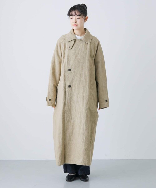 かぐれ（カグレ）の「『ユニセックス』コットンリネンオーバートレンチコート（ステンカラーコート・レディース・L/BEIGE/BEIGE・1/2）」の21枚目の写真