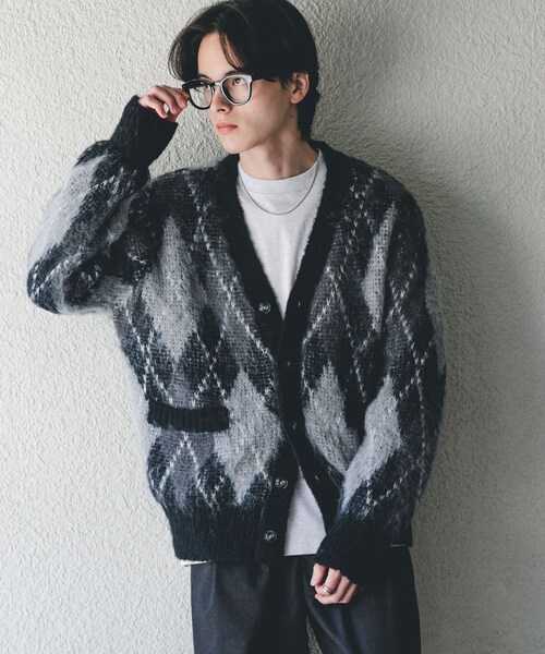 SENSE OF PLACE by URBAN RESEARCH（センスオブプレイスバイアーバンリサーチ）の「アーガイルVネックカーディガン（ニット/セーター・メンズ・BLACK/BLUE/NAVY/BROWN・M/L）」の7枚目の写真