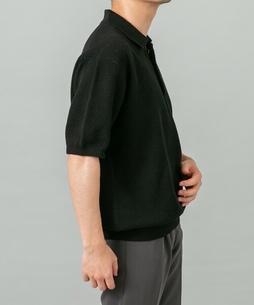 URBAN RESEARCH ROSSO（アーバンリサーチロッソ）の「『WEB限定』変形カノコ半袖ニットポロ（ポロシャツ・メンズ・BLACK/NAVY/KHAKI/LIGHT GRAY・M/L）」の10枚目の写真