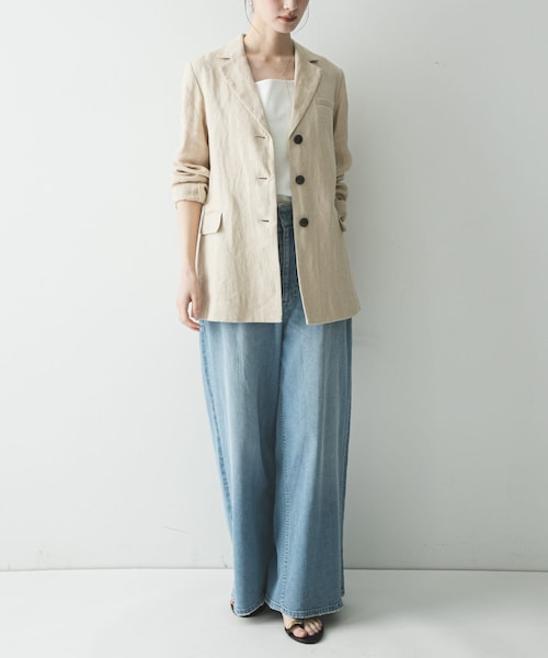 URBAN RESEARCH（アーバンリサーチ）の「オックスリネンテーラードジャケット（テーラードジャケット・レディース・L.BEIGE/L.PINK・Free）」の9枚目の写真