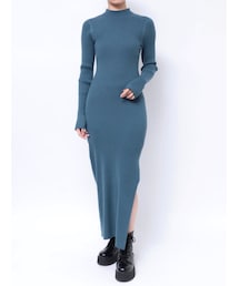 EVRIS | バックオープンリブロングニットワンピース(ワンピース)