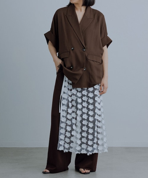 ADAM ET ROPE'（アダムエロペ）の「フラワーチュールラップスカート（スカート・レディース・ブラック/ホワイト・F）」の18枚目の写真