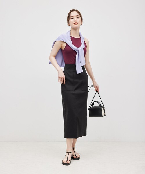 ROPE'（ロペ）の「コットンシルク丸胴フライスカップ付きアメスリタンクトップ（タンクトップ・レディース・ブラック/オフホワイト/ワイン・F）」の22枚目の写真